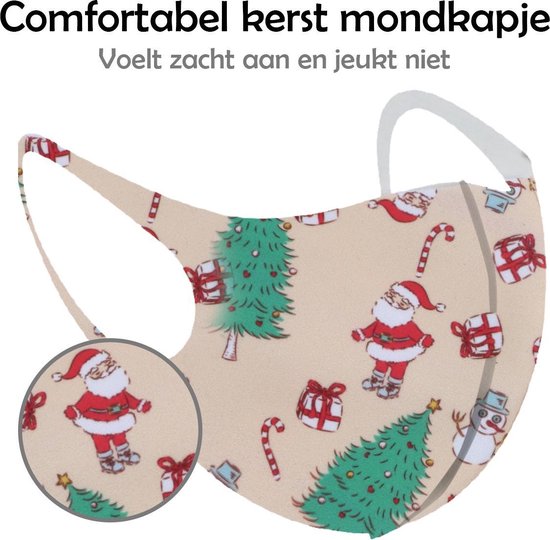 Masque de Noël Masque de bouche lavable en crème Non médical - 4 pièces