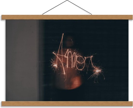 Schoolplaat – AMOR met Vuurwerk - 60x40cm Foto op Textielposter (Wanddecoratie op Schoolplaat)