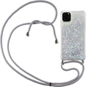 Lunso Geschikt voor iPhone 12 Pro Max - Backcover hoes met koord - Glitter Zilver