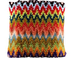 Pako borduurpakket kruissteek / knoop kussen - ZigZag - geprint stramien - 012.003 - DIY kit