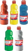 5x Grands tubes de peinture hobby et artisanale 500 ml par tube - rouge / blanc / bleu / vert / jaune