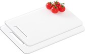 2x Kunststof snijplanken set wit 23 x 34 cm/25 x 37 cm - Keukenbenodigdheden - Plastic snijplank
