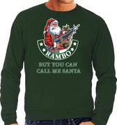 Grote maten Foute Kerstsweater / Kersttrui Rambo but you can call me Santa groen voor heren - Kerstkleding / Christmas outfit 4XL (60)