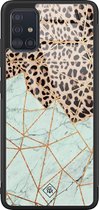 Samsung A51 hoesje glass - Luipaard marmer mint | Samsung Galaxy A51  case | Hardcase backcover zwart