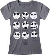 Nightmare Before Christmas - Many Faces Of Jack  Fitted T-Shirt Donker Grijs