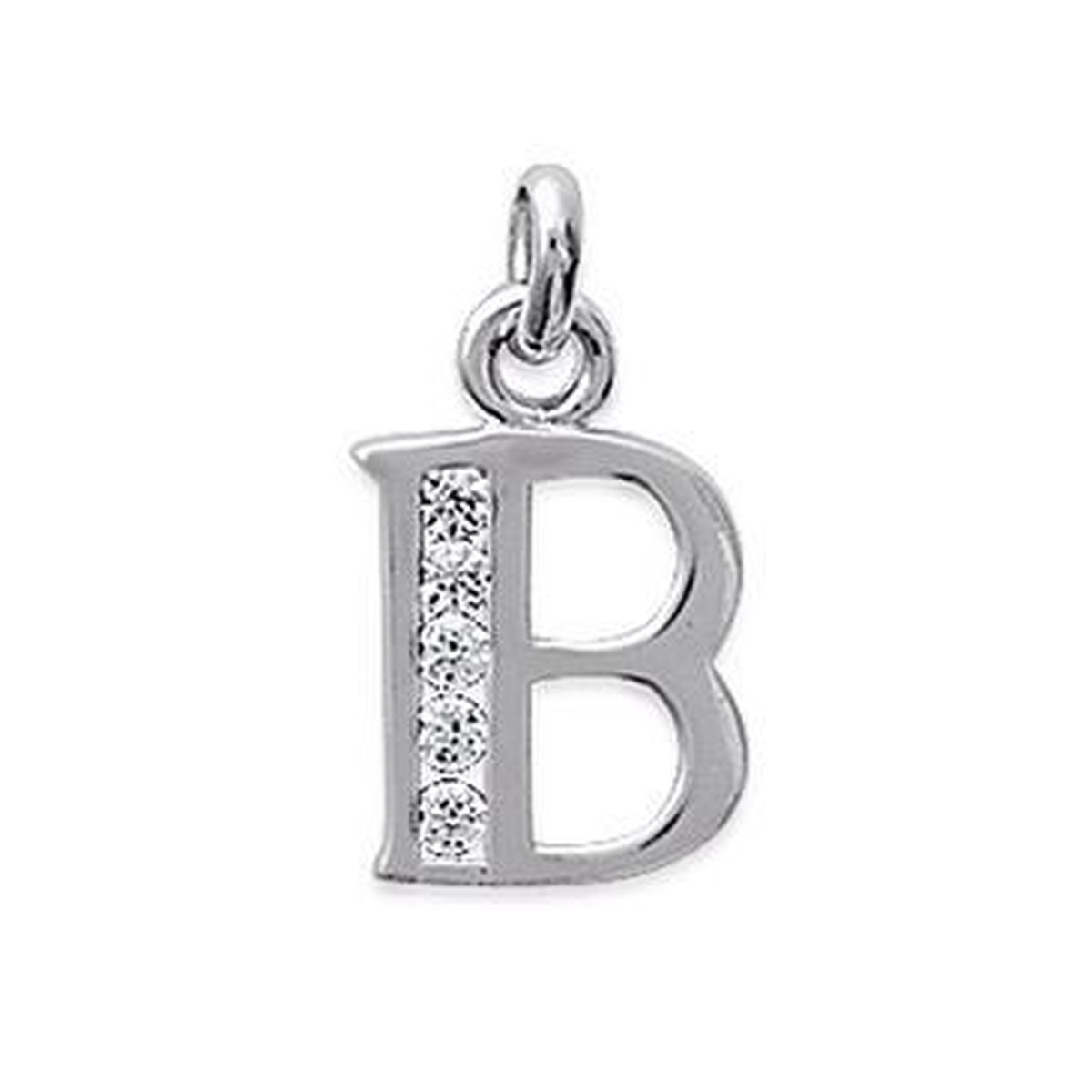 Blinx Jewels Zilveren Hanger Letter B Steentjes