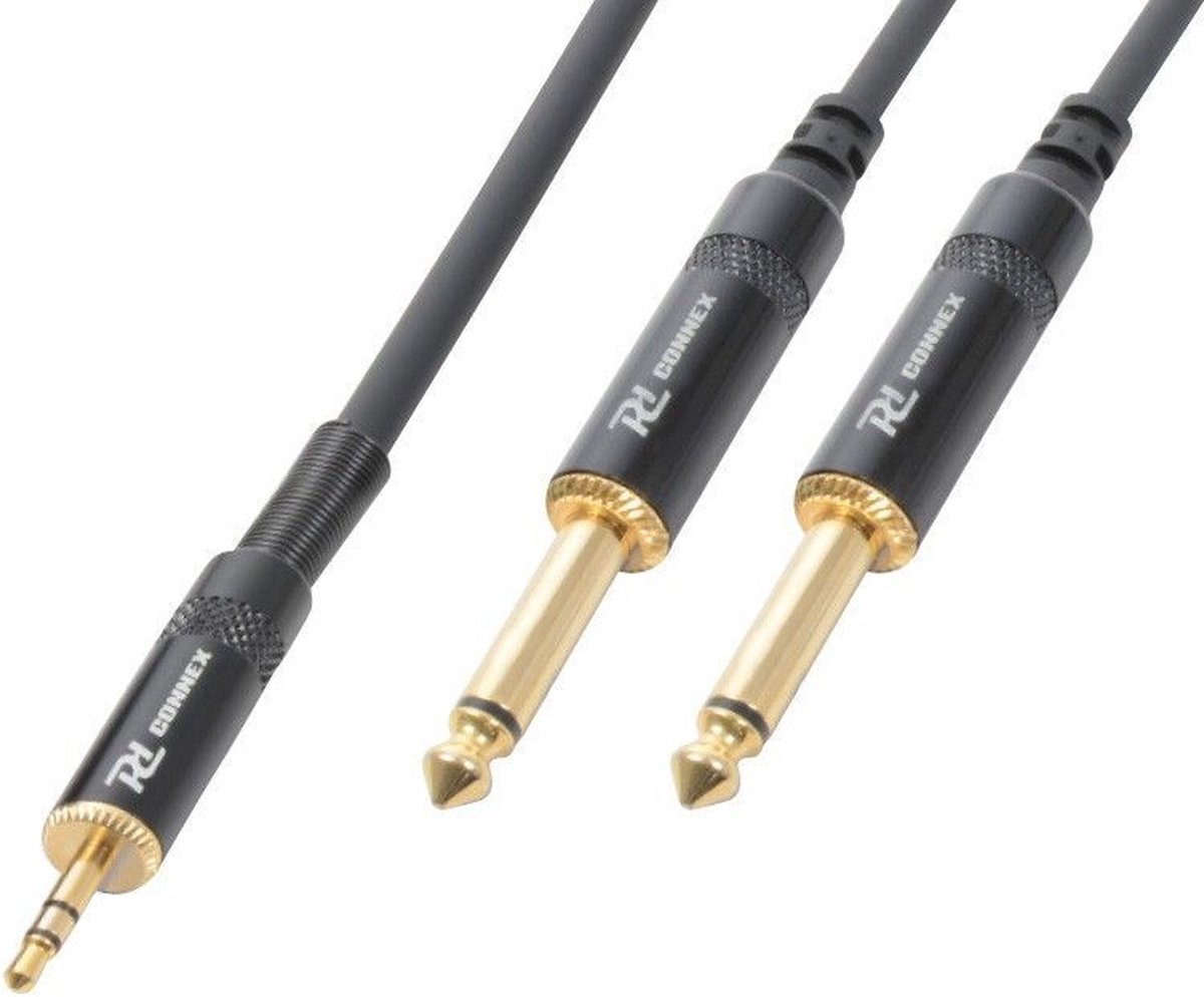 Kabel 3.5 Stereo - 2x 6.3 Mono 6m