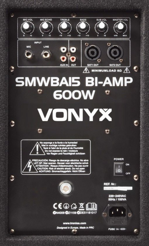 Vonyx SMWBA15 Active subwoofer 300W Zwart - Vonyx