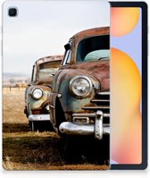 Tablet Hoes Geschikt voor Samsung Galaxy Tab S6 Lite | Tab S6 Lite 2022 Silicone Back Cover Vintage Auto met transparant zijkanten