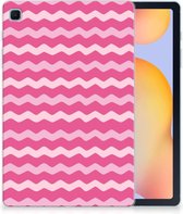 Hoes Samsung Galaxy Tab S6 Lite | Tab S6 Lite 2022 Print Case Waves Pink met transparant zijkanten