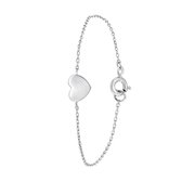 Lucardi Dames Armband rhodiumplated hart - Echt Zilver - Armband - Cadeau - Moederdag - 18 cm - Zilverkleurig