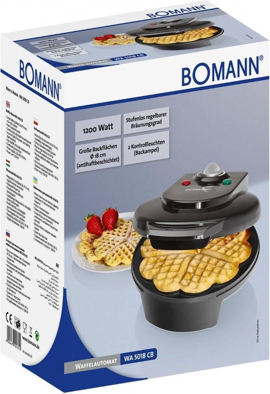 Bomann WA 5018 CB - Wafelijzer - Hartwafels - Zwart - Bomann