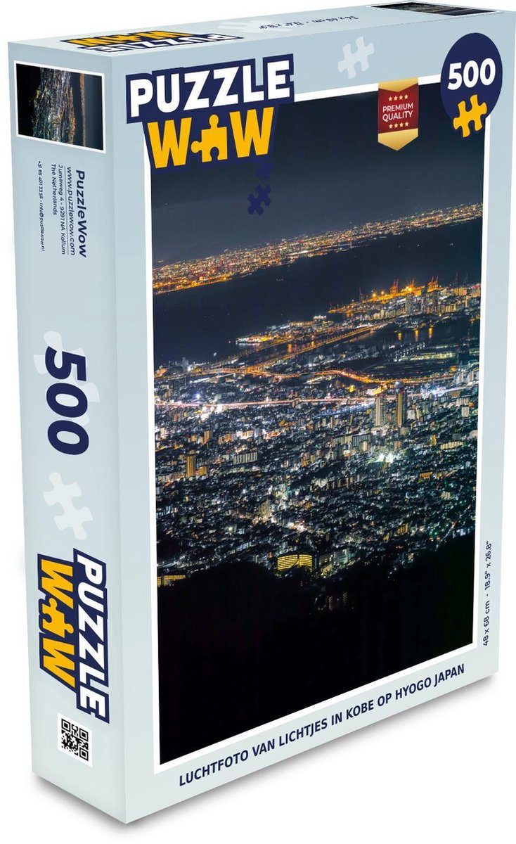 Afbeelding van product Puzzel 500 stukjes Kobe - Luchtfoto van lichtjes in Kobe op Hyogo Japan - PuzzleWow heeft +100000 puzzels
