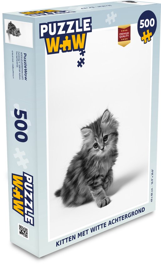 Puzzel 500 stukjes Kittens in zwart wit - Kitten met witte achtergrond -  PuzzleWow... | bol.com