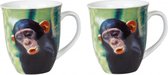 Set van 2x stuks chimpansee koffie mokken/bekers 400 ml - Apen cadeau artikelen