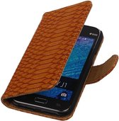 Wicked Narwal | Snake bookstyle / book case/ wallet case Hoes voor Samsung galaxy j1 2015 J100F Bruin