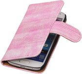 Wicked Narwal | Lizard bookstyle / book case/ wallet case Hoes voor Samsung Galaxy S4 mini i9190 Roze