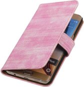 Wicked Narwal | Lizard bookstyle / book case/ wallet case Hoes voor Samsung Galaxy S6 Edge Plus G928T Roze