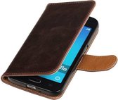 Wicked Narwal | Premium TPU PU Leder bookstyle / book case/ wallet case voor Samsung Galaxy J1 2016 Mocca