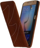 Wicked Narwal | Echt leder Flip Hoes voor Samsung Galaxy S6 G920F Bruin