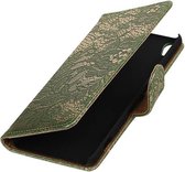 Wicked Narwal | Lace bookstyle / book case/ wallet case Hoes voor sony Xperia X Performance D. Groen