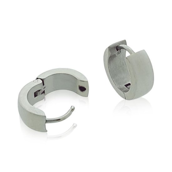 Aramat jewels ® - Oorringen staal zilverkleurig 14mm x 5mm