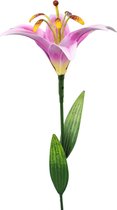 Tuinsteker - Metaal - Roze lelie - bloem - 83 cm hoog - voor in de tuin