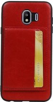 Staand Back Cover 1 Pasjes voor Samsung Galaxy J4 Rood