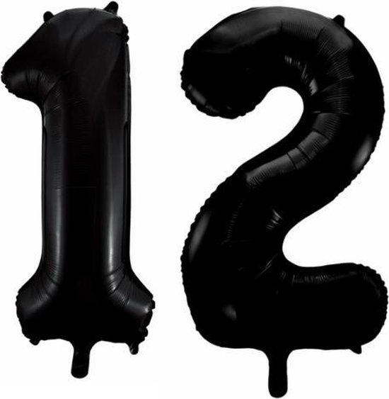 Folieballon 12 jaar zwart 86cm