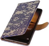 Wicked Narwal | Lace bookstyle / book case/ wallet case Hoes voor Huawei Mate 7 Blauw