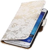 Wicked Narwal | Lace bookstyle / book case/ wallet case Hoes voor Samsung galaxy j7 2015 Wit