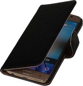 Wicked Narwal | Echt leder bookstyle / book case/ wallet case Hoes voor Samsung Galaxy E7 Zwart