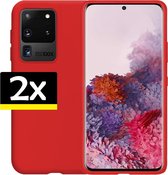 Samsung Galaxy S20 Ultra Hoesje Siliconen Case Cover Rood - 2 stuks