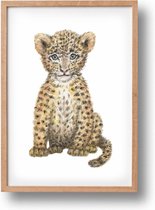 World of Mies poster baby luipaard - A4 - mooi dik papier - Snel verzonden! - tropisch - jungle - dieren in aquarel - geschilderd door Mies
