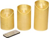Set van 3x gouden LED stompkaarsen met afstandsbediening - Woondecoratie - LED kaarsen - Elektrische kaarsen