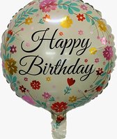 folie ballon happy birthday bloemen 43 cm