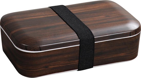 Ruwe slaap Overdreven Grondwet Melamine broodtrommel/lunchbox met donkere houtprint 12 x 18 cm -... |  bol.com