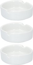 3x Witte ronde asbakken 8 cm keramiek - Asbak - Tuin artikelen - Rookwaren toebehoren/rokersbenodigdheden/tabak accessoires