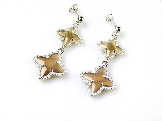 boucles d'oreilles modèle 2 étoiles en étoiles marron argent
