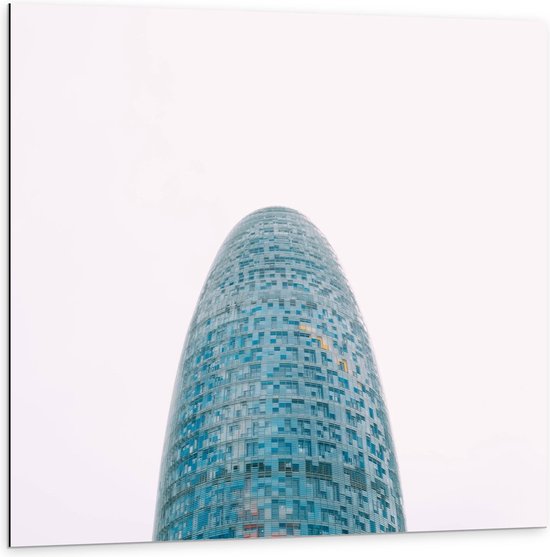 Dibond - Blauw Kegelgebouw - 100x100cm Foto op Aluminium (Met Ophangsysteem)