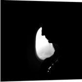 Dibond - Silhouet Gezicht van Vrouw  - 80x80cm Foto op Aluminium (Wanddecoratie van metaal)