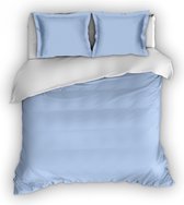 Warme Flanel Lits-jumeaux Dekbedovertrek Uni Blauw/Wit | 240x200/220 | Hoogwaardig En Zacht | Ideaal Tegen De Kou