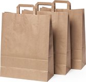 Papieren tassen - Draagtassen bruin  32cm breed per 100 stuks