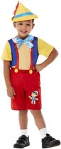 Smiffy's - Pinokkio Kostuum - Niet Aan Touwtjes Gebonden Pinokkio Pop - Jongen - Rood, Geel - Maat 90 - Carnavalskleding - Verkleedkleding
