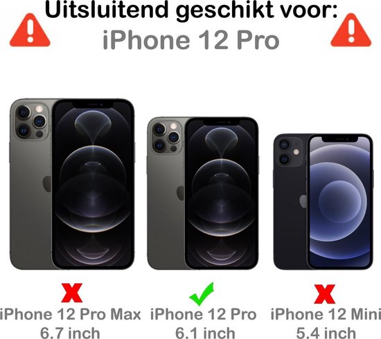 iPhone 12 Pro Case Book Case Cover avec 2x Protecteur d'écran Full 3D Wit