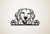 Wanddecoratie - Golden Retriever met pootjes - XS - 18x30cm - Zwart - muurdecoratie - Line Art