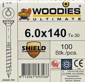 Woodies schroeven 6.0x140 SHIELD T-30 deeldraad 100 stuks