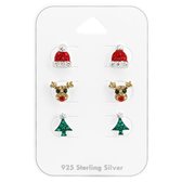 zilver kerst set oorstekers met kristal | christmas set earrings chrystal | oorbellen dames zilver | kerst oorbellen | Sterling 925 Silver