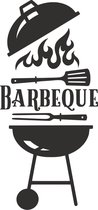 Muursticker barbeque in de kleur zwart