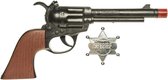 Cowboy speelgoed verkleed pistool met sheriff ster 24 cm - Cowboy verkleedaccessoires